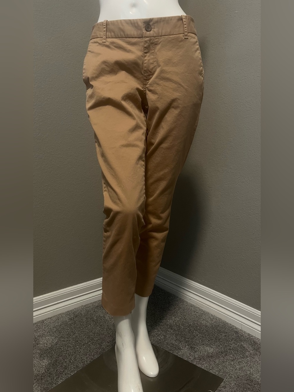 Women’s J. CREW Stretch FRANKIE  Tan  Mid - Rise  Slim Fit  Chino Pants Size 8